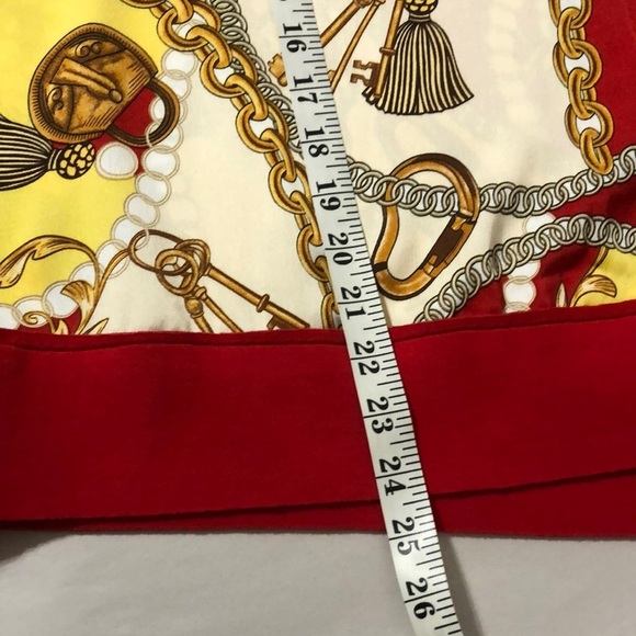 Red Gold Buchona Chain Tassel Print Women's  7/8 Wide Sleeve Lightweight Top L - Picture 8 of 10